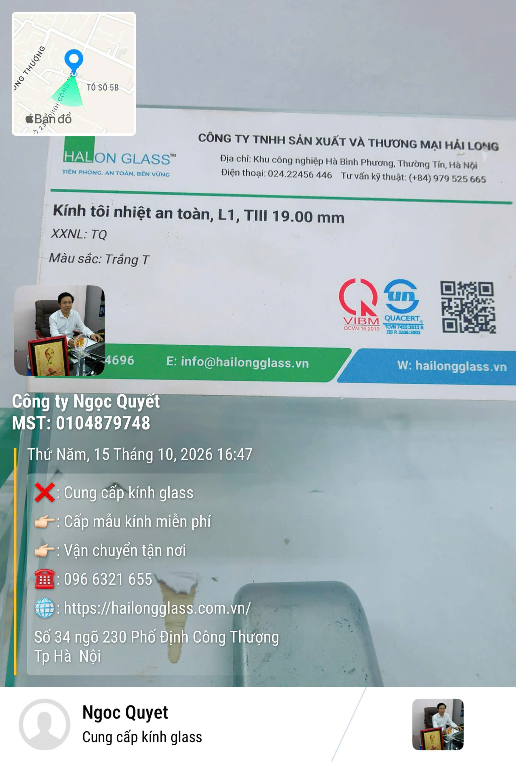 Cận cảnh thông tin sản phẩm kính tôi nhiệt 19 mm