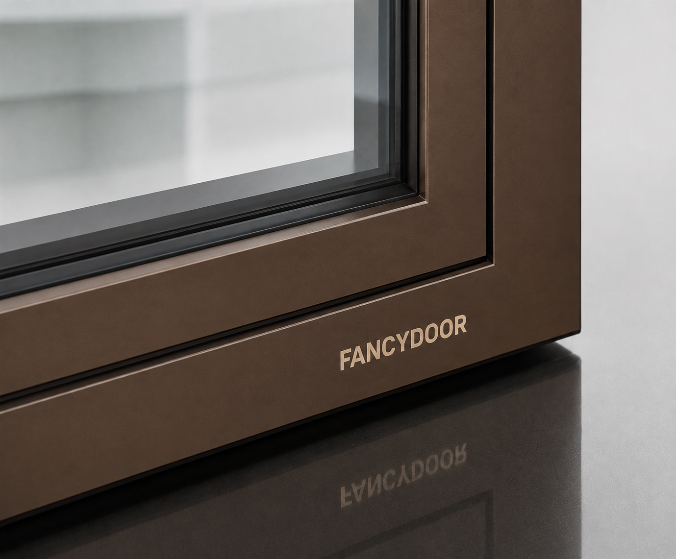 Khung cửa kính nhôm màu nâu thương hiệu FANCYDOOR cao cấp