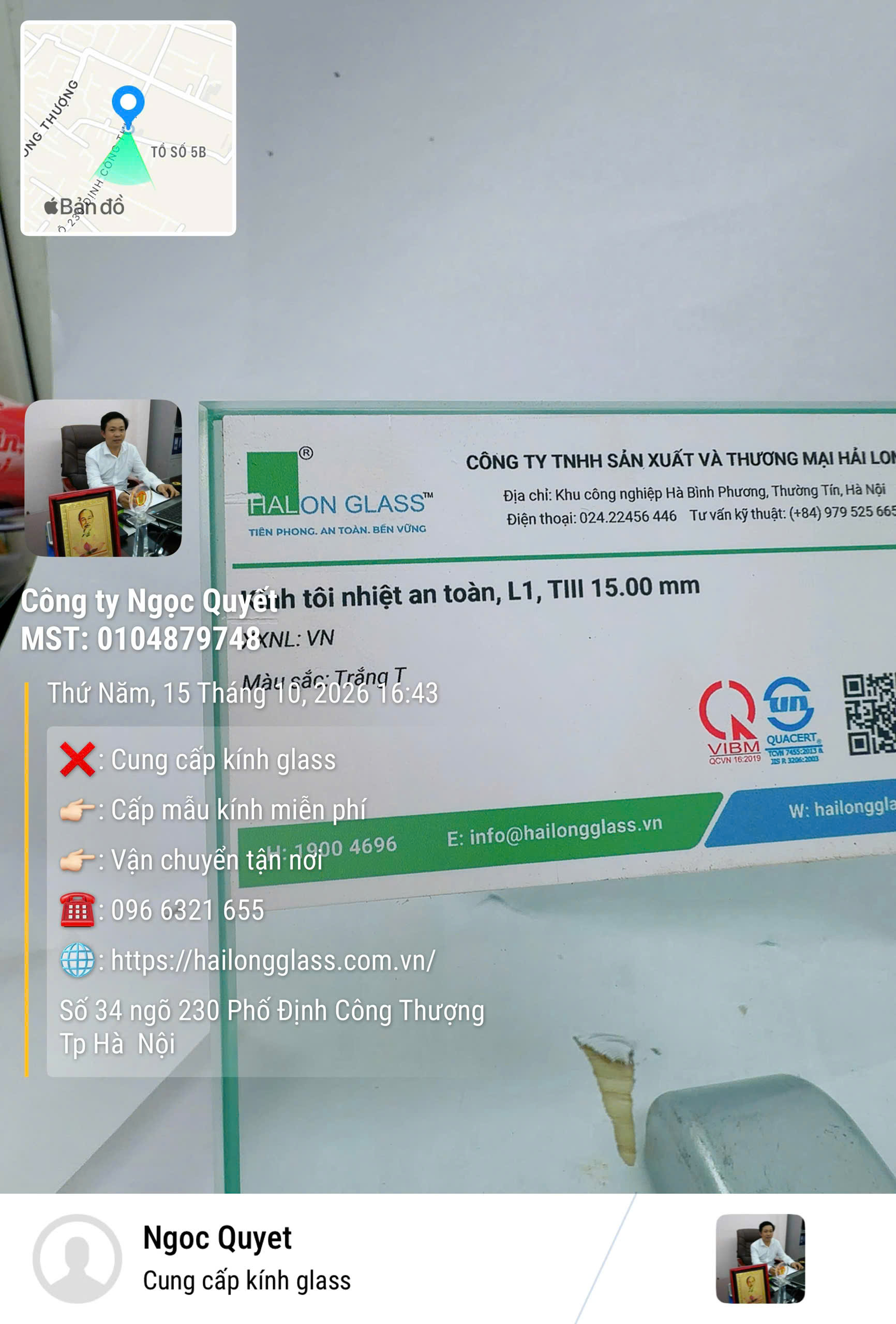 Kính Cường Lực trắng 15mm